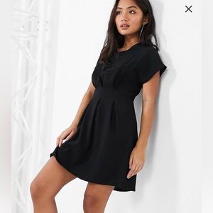 ASOS Design petite nipped-in waist mini black dress